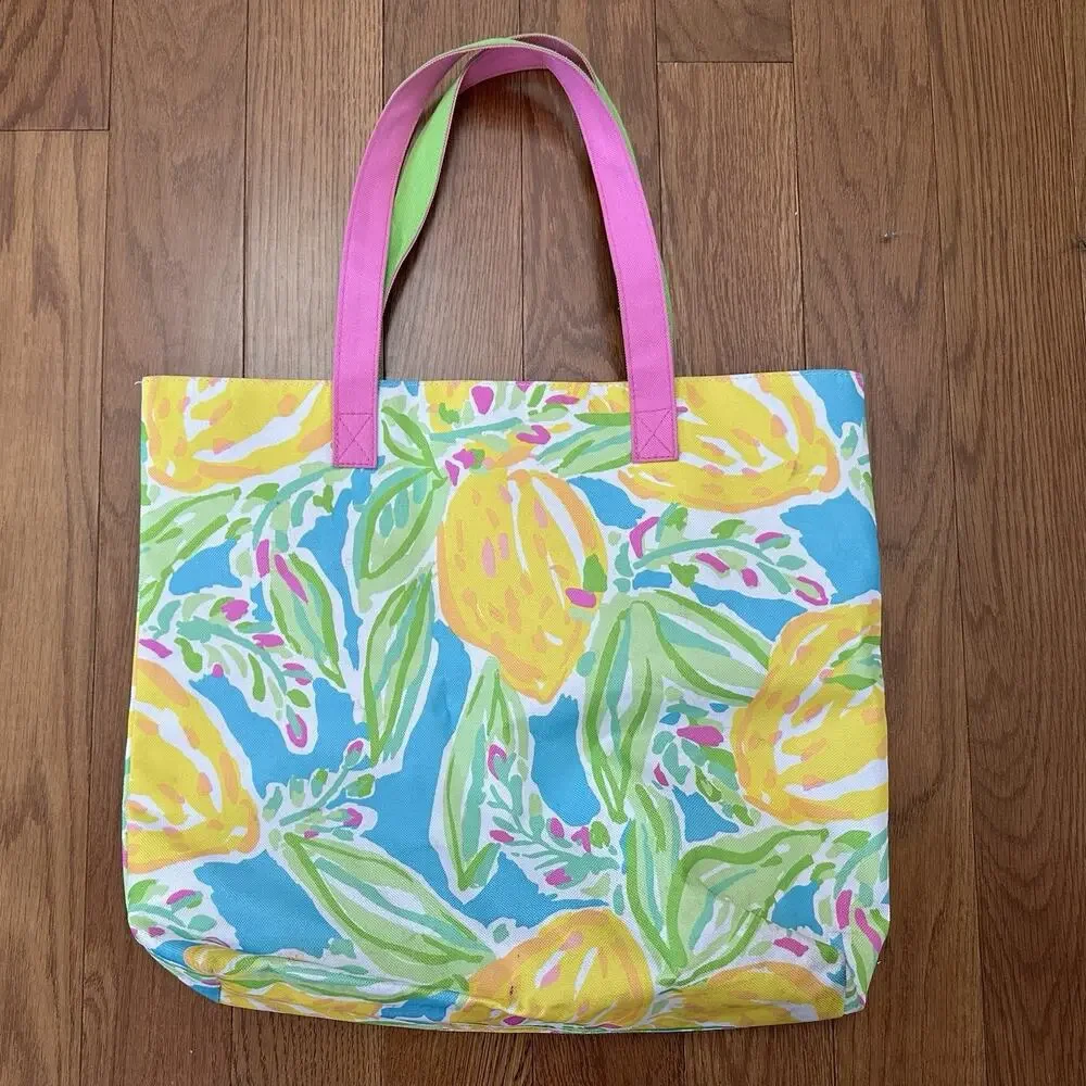 Lilly Pulitzer X Estee Lauder Canvas Tote Bag Beach Summer Preppy‎ Shoulder Bag